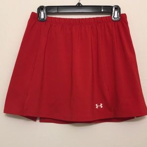 Red Under Armour tennis skort